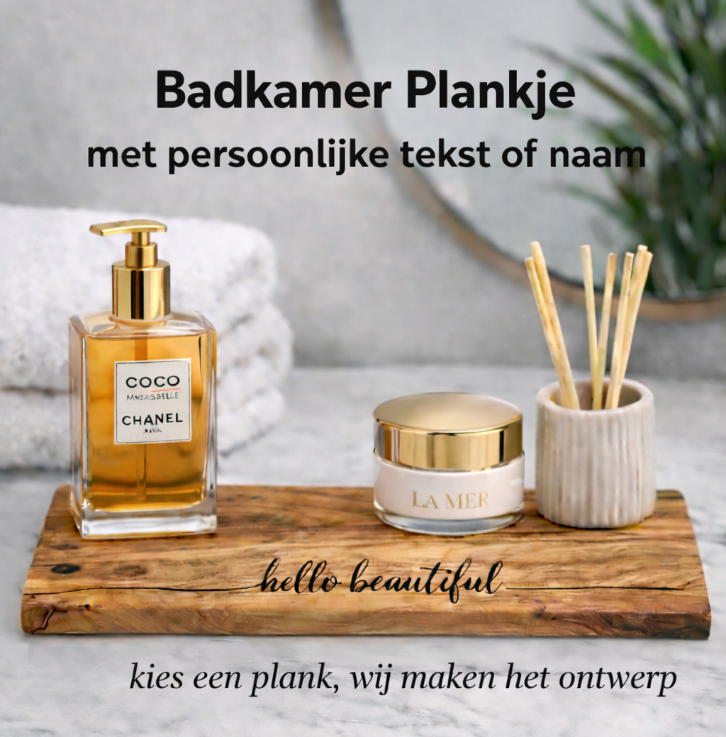 Tapasplankje Olijf als Badkamerplankje | Persoonlijk Gegraveerd