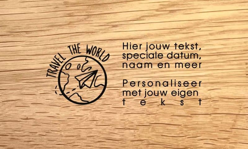Borrelplank Travel The World - Reis & Avontuur graveringen