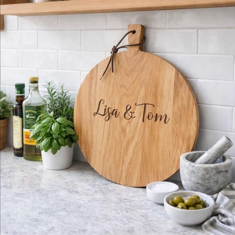 PIZZAPLANK L - ronde plank - eikenhout van 35cm