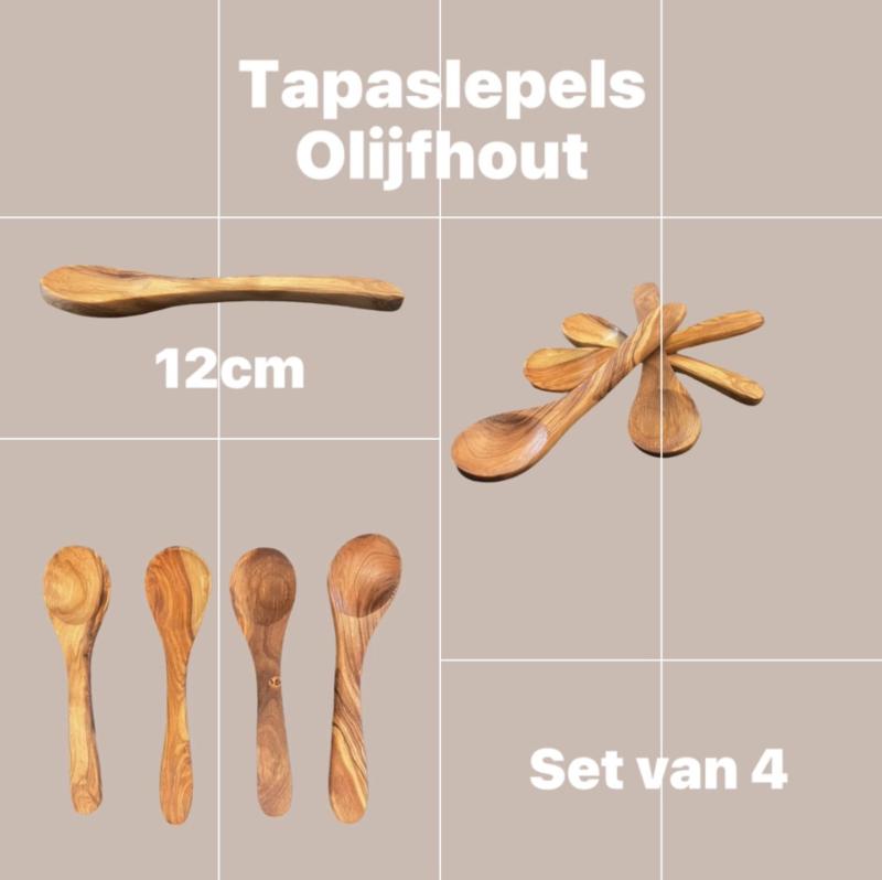 Olijfhouten tapaslepels - set van 4 - handgemaakt – afbeelding 2