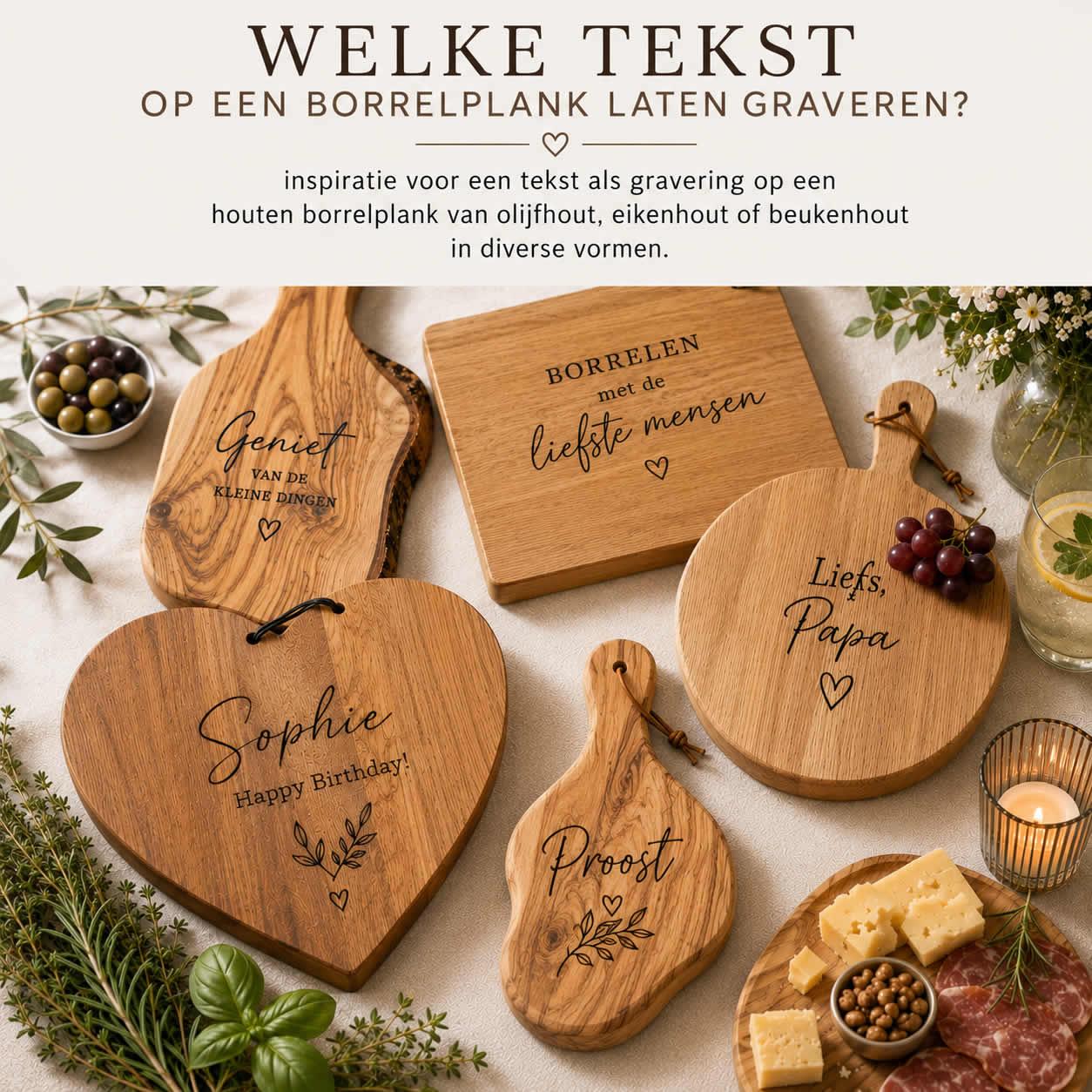 Welke tekst op een borrelplank laten graveren? - kies en bestel direct